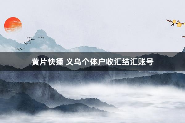 黄片快播 义乌个体户收汇结汇账号