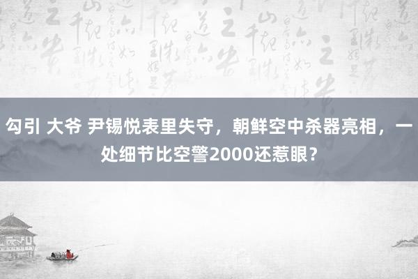 勾引 大爷 尹锡悦表里失守，朝鲜空中杀器亮相，一处细节比空警2000还惹眼？