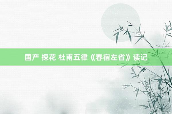 国产 探花 杜甫五律《春宿左省》读记